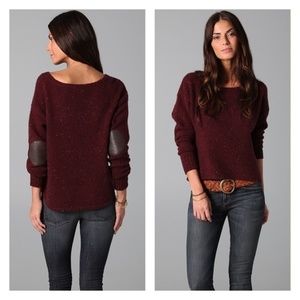 JOIE Jeannie Leather Elbow Patch Wool Sweater
